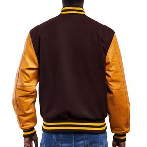 Chaqueta Varsity Unisex con Letras Bordadas, Cuerpo de Lana, Mangas de Cuero, Cierre de Cremallera Frontal, Diseño de Parches, Resistente al Viento, Estilo Bomber, Vintage para Escuela Secundaria - Product Image 2