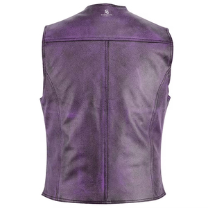 Women <b>Leather</b> Motorcycle <b>Vest</b> Slim Fit Sleeveless <b>Biker</b> Waistcoat Vintage V Neck Outerwear Zipper Pockets Casual Fashion - Product Image 4