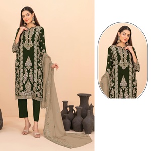 Traje pakistaní Rangoli Crush con bordado pesado de lentejuelas y trabajo Khatli que le da un aspecto elegante a las mujeres. - Product Image 1