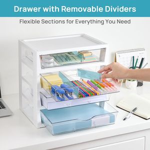Organizzatore da Scrivania Trasparente a 4 Livelli con Cassetti, Facile da Montare e Salvaspazio, Organizzatore per Ufficio - Product Image 3