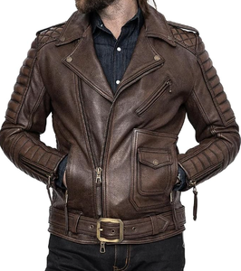 Men's Black Genuine Leather Moto Jacket Turn-down Collar Zipper Closure <b>Slim</b> Fit Regular Sleeve Solid Color Biker <b>Coat</b> Autumn - Product Image 3