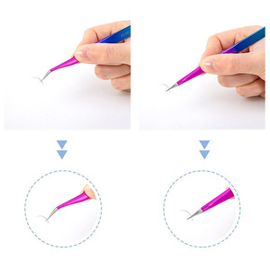 Nouvelles pinces à cils en acier inoxydable de précision, courbées et droites, antistatiques, couleur arc-en-ciel, pour extensions de cils - Product Image 5
