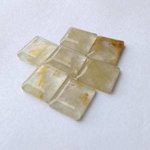 Piedra Preciosa Natural de Rutilo Dorado, Corte Cuadrado en Tableta, Calibrada con Reverso Plano para Fabricación de Joyería, Venta al Por Mayor - Product Image 5