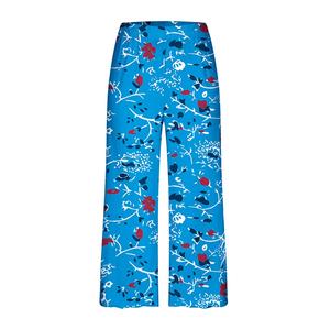 Women's High <b>Waist</b> Wide Leg Floral Print Knitted Eco-Friendly Loose Fit Full Length Casual Breathable Spring Pant <b>Elastic</b> <b>Waist</b> - Product Image 1