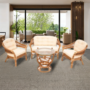 Juego de salón Rodos, sofá y sillón elegantes de ratán, muebles cómodos y duraderos para sala de estar o jardín al aire libre hechos a mano - Product Image 5