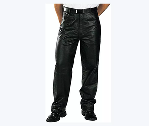 Factory Made Hot Sales Latest Design Washed <b>Men's</b> <b>Leather</b> <b>Pants</b> Lightweight High Waist Casual Breathable Wholesale Best Quality - Product Image 2