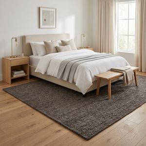 Tapis DECORDEC gris foncé en laine tuftée à la main, écologique, antidérapant, texture abstraite moderne pour chambre, salon et intérieurs d'hôtels - Product Image 4