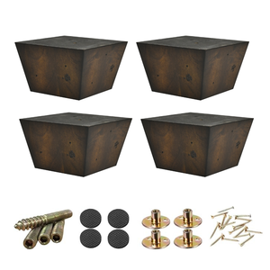 Heavy Duty Low Profile Square Block Wooden Furniture Components Direct Factory Price Rubberwood Chunky Couch Support <b>Feet</b> Bulk - Product Image 1
