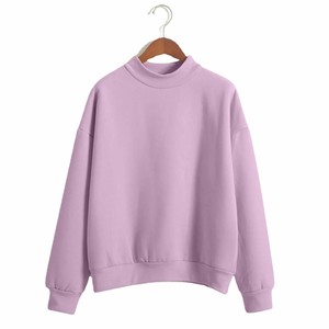Sweat-shirt pour femme, couleur unie, manches longues, tricoté, 100% coton, décontracté, pour l'automne, coupe courte, design respirant, logo personnalisé, OEM - Product Image 2