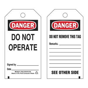 Etiquetas de Seguridad Brady Danger No Operar, con Campos para Firma y Fecha, para LOTO - Product Image 2