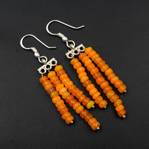 ต่างหูประดับโอปอลเอธิโอเปียสีส้ม เงินแท้ 925 และทอง - Product Image 5