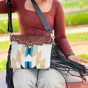 Nouveau sac à main de couverture selle élégant occidental bracelet en cuir usiné sacs latéraux aztèques de haute qualité sac sculpté à la main coloré Vintage - Product Image 3