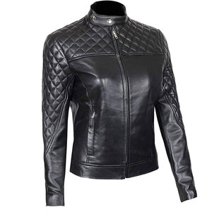 Women Slim Fit Leather <b>Jacket</b> Genuine Leather <b>Biker</b> Coat Fashion Motorcycle Outerwear Custom OEM Factory - Product Image 4