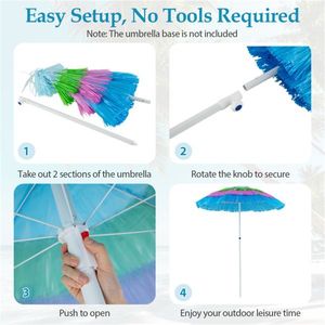 Ombrellone da Esterno Tropicale Multicolore da 1,8 m con Pulsante di Inclinazione e Base, Stile Tiki in Paglia - Product Image 5