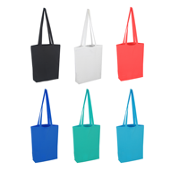 Sac fourre-tout en coton recyclé avec soufflet de fond |   Sac de courses réutilisable et écologique |   Sacs de shopping personnalisés en gros pour expositions avec logo