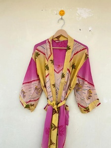 <b>Pink</b> Recycled Kimono Anniversary <b>Gift</b> for Her Nightwear Robe Beachwear Robe - Product Image 3