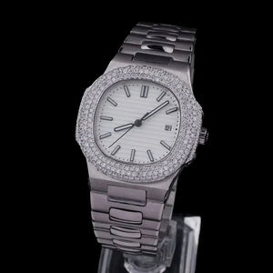 Reloj de Acero Inoxidable con Bisel de Diamantes Moissanite VVS Blancos de 41 mm, Esfera Azul, Estilo Antiguo, Movimiento Mecánico - Product Image 3