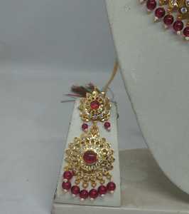 Magnifique ensemble de collier Kundan en rubis plaqué or, collier ras-du-cou indien pour mariage, bijoux à perles pendantes, cadeau pour femme - Product Image 2