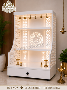 Golden Finish Gopuram Style <b>Mandir</b> For Home Hand-Carved Golden Finish Pooja <b>Mandir</b> for Home Hindu Pooja Temple Cabinet with Gold - Product Image 6