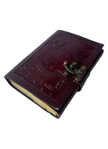 Dark Brown Genuine Leather Journal Notebook With Metal C-Lock Handmade Deckle Edge <b>Papers</b> Sun & Moon <b>Embossed</b> Note Book Or Diary - Product Image 4