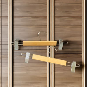 Durable Wooden <b>Hangers</b> with Stainless Steel Clips for Apparel Display Wholesale Low MOQ MADE IN Vietnam - Product Image 4