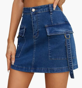 Jupe en jean style vintage pour femme, taille haute, respirante, séchage rapide, pour un confort quotidien, mode urbaine et voyage - Product Image 6