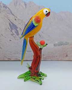 Figurine de perroquet en verre soufflé sculpté et gravé, multicolore, sculpture animale, écologique, pièce d'art décorative de Noël - Product Image 6