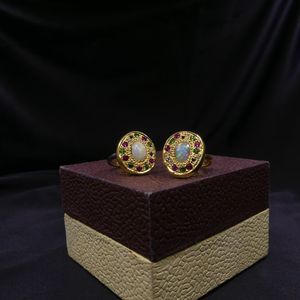 Wedding Wear 925 Sterling Silver Gold Plated Jewelry Opal Gemstone Women Wear Classic <b>Couple</b> <b>Ring</b> - Product Image 6