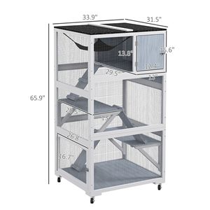 Large Outdoor Cat Enclosure with Wheels Weatherproof XL Multi-Level Catio Gray <b>Hammock</b> for 1-3 Cats up to 12lbs - Product Image 3
