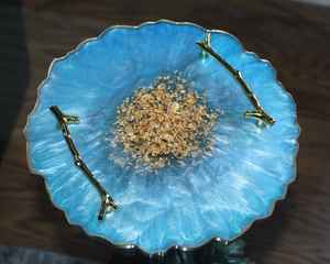 High Quality Resin <b>Epoxy</b> Tray for Home Living Decor Coastal Design Style Handicraft <b>Metal</b> Technique for Housewarming Gifts - Product Image 2