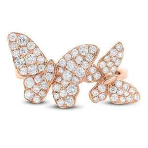 Lab Grown Diamond Statement Rings Pave Set Double Butterfly Animal Cluster Cocktail Bands Party Jewelry 10K 14K Gold Wholesale - Product Image 5