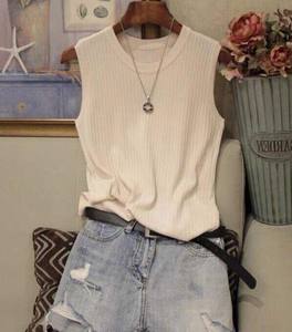 Gilet sans manches décontracté pour femme, tricoté à la main, 100 % coton, à porter en dessus ou en dessous - Product Image 4