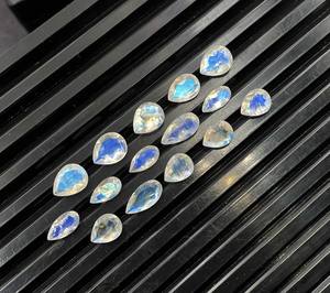 Lote de Piedras Preciosas Sueltas de Piedra Lunar Arcoíris Natural, Corte Pera, 7-10 mm, Certificadas por IGI, para Joyería - Product Image 1