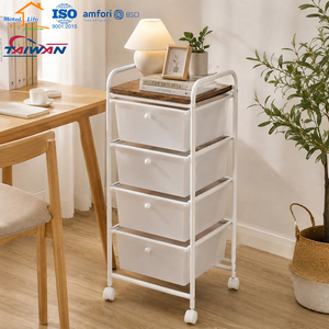 Chariot de rangement mobile à 4 tiroirs, chariot utilitaire avec cadre métallique, fabriqué à Taïwan - Product Image 3