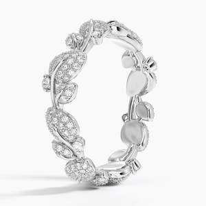 Anillo de Eternidad de Oro Amarillo con Diamantes Cultivados en Laboratorio Certificados por IGI, Engaste Pavé, Diseño de Planta, Joyería Fina de Lujo para Mujer - Product Image 4