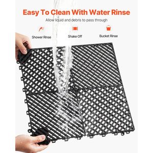 Tappetini Modulari a Incastro 15,7 X 15,7 24 Pezzi Antiscivolo Neri in PP Tappetini Drenanti a Incastro Accessori per Pavimentazione - Product Image 4