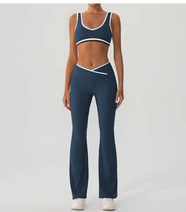 Women Four Piece Activewear Set Wine <b>Red</b> Stretch <b>Sports</b> <b>Bra</b> Zip Jacket Shorts And Flare Leggings Slim Fit Fitness Wear - Product Image 3