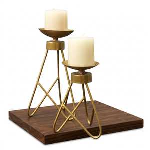 Modern Gold Metal Pillar <b>Candle</b> Holder <b>Set</b> Decorative Table Centerpiece Wedding Home Decor <b>Candle</b> Stand - Product Image 1