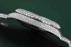 Reloj BOJ R.O.L.E.X.028 con Números Romanos, Moissanita Completa, de Lujo, Cuarzo Analógico, Acero, 41MM, 3BAR Resistente al Agua, Estilo Hip Hop para Hombre - Product Image 4