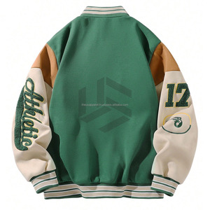 Custom Men's Varsity <b>Jacket</b> Stand Collar <b>Waterproof</b> Breathable Windproof High Street Style Wholesale - Product Image 2