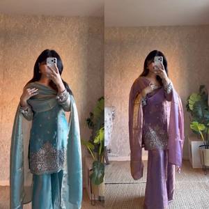 Vestido Tradicional Fendi de Seda de Secado Rápido, Bordado, para Mujer, Corte Regular, Largo hasta el Suelo, Estilo India-Pakistán, para Bodas, Adulto, Todas las Temporadas - Product Image 2