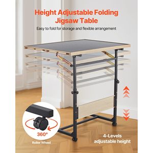 Table de puzzle en bois portable de 1500 pièces avec 4 tiroirs, couvercle et plateau de 34x25 pouces, roulettes, accessoires pour puzzle - Product Image 4