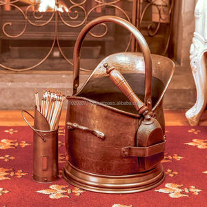 Cubo de carbón de cobre de estilo rústico con mango fuerte, elemento de decoración de chimenea funcional para el hogar, mejora el aspecto estético vintage - Product Image 4