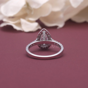 IGI Certified Lab Grown Pear Cut <b>Diamond</b> Halo Engagement <b>Ring</b> 14K White / Rose And Yellow Gold Pear Shaped <b>Diamond</b> <b>Ring</b> - Product Image 4