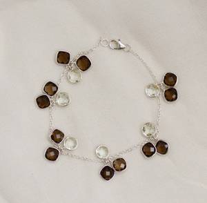 Smoky Green Amethyst <b>Bracelet</b> 925 Sterling <b>Silver</b> Dual Gemstone Jewelry For Women February Birthstone Gift - Product Image 4