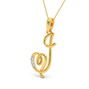 Collier avec pendentif en diamant en forme de lettre initiale monogramme - Product Image 1
