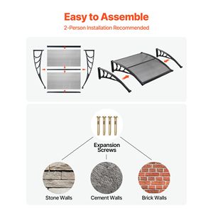 Tende da Sole per Porte Esterne 38 x 40 con Staffa in ABS Rivestito per Protezione da Pioggia, Neve e Sole - Tende a Vela per Ingresso Porta - Product Image 5