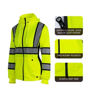 Sudadera de Invierno de Alta Visibilidad Clase 3 para Mujer, Sudadera con Capucha Reflectante para Trabajo con Cremallera, Ropa de Seguridad - Product Image 4