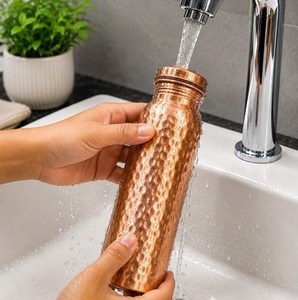 Botella de agua rústica de cobre martillado, jarra de hidratación, vaso que promueve la vitalidad general. - Product Image 5
