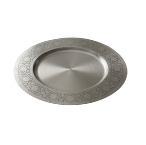 Assiette de service en acier inoxydable avec bordure gravée argentée pour mariage, restauration et restaurants - Product Image 5